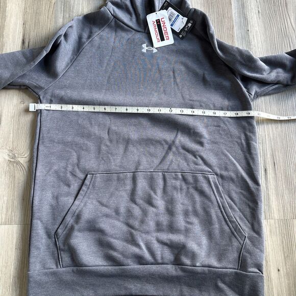 NWT Under Armour Boys' Rival Fleece Hoodie Castlerock Light Heather YXL - Picture 5 of 6